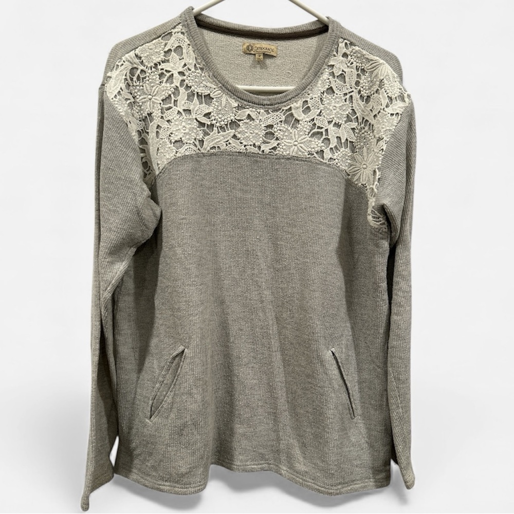 Democracy Cream Sweater with Brown Accents